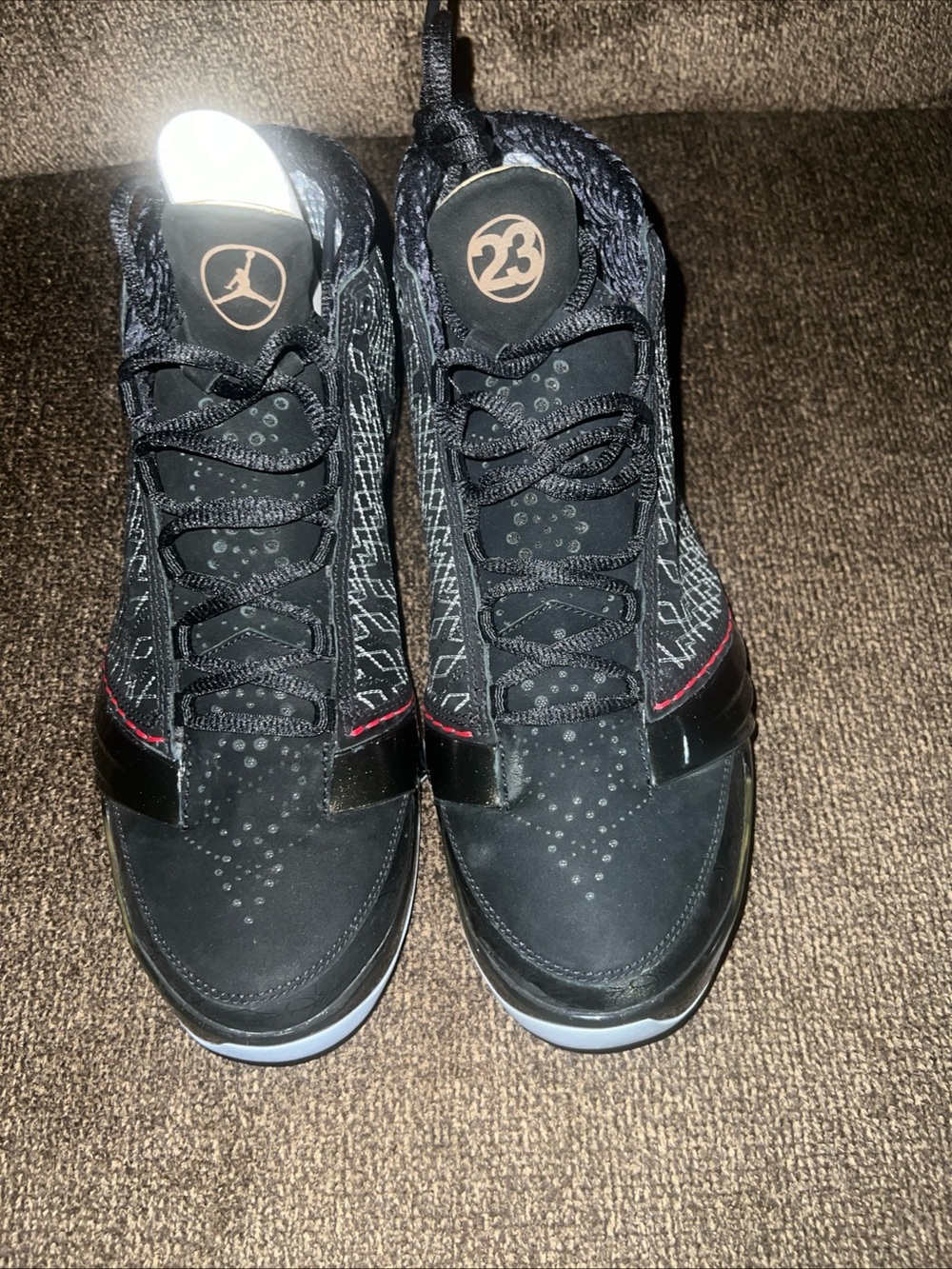 Jordan Men's Black Sneakers with Red Trim